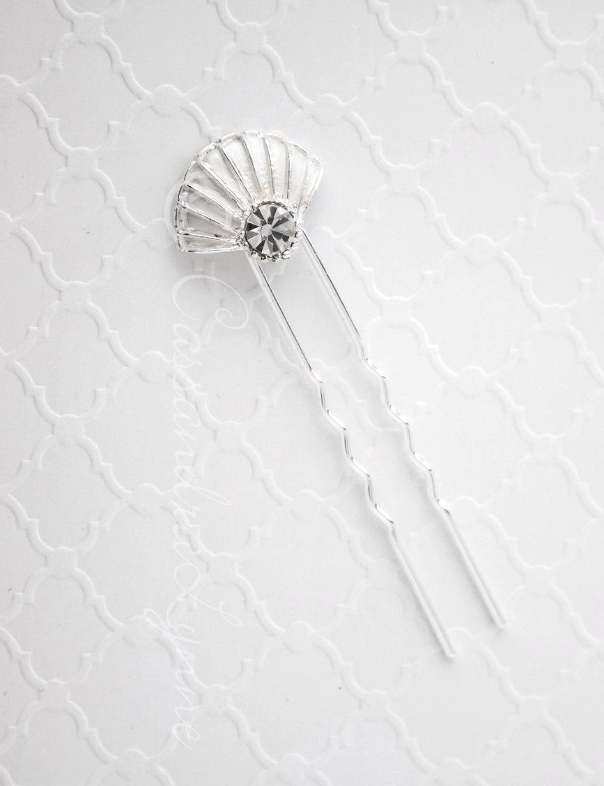 Bridal Hair Pin of Crystal Shell - Hair Pins - Cassandra Lynne