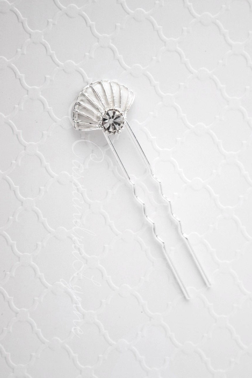 Bridal Hair Pin of Crystal Shell - Hair Pins - Cassandra Lynne