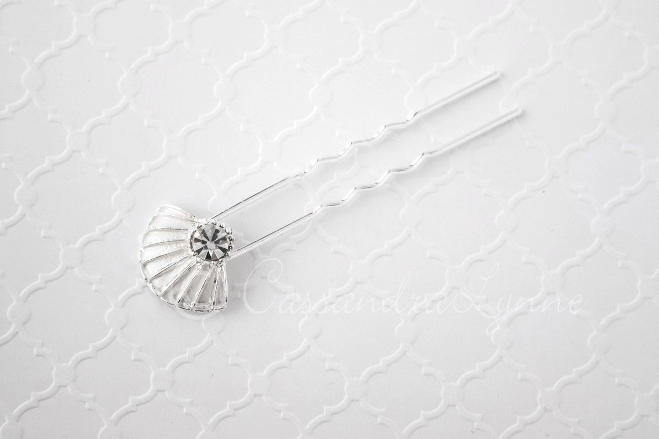 Bridal Hair Pin of Crystal Shell - Hair Pins - Cassandra Lynne