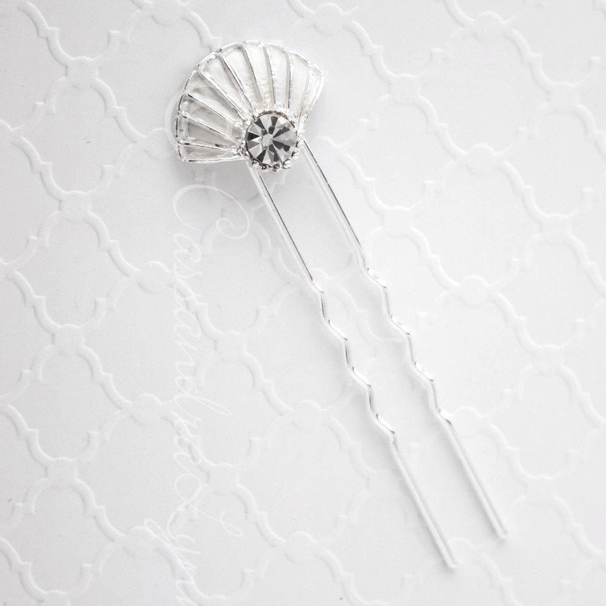 Bridal Hair Pin of Crystal Shell - Hair Pins - Cassandra Lynne