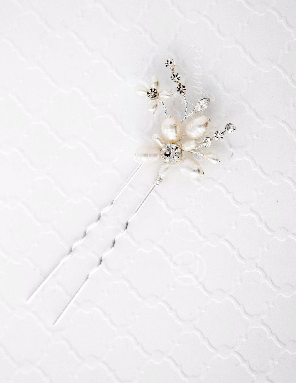 Bridal Hair Pin with an Ivory Pearl Flower - Hair Pins - Cassandra Lynne
