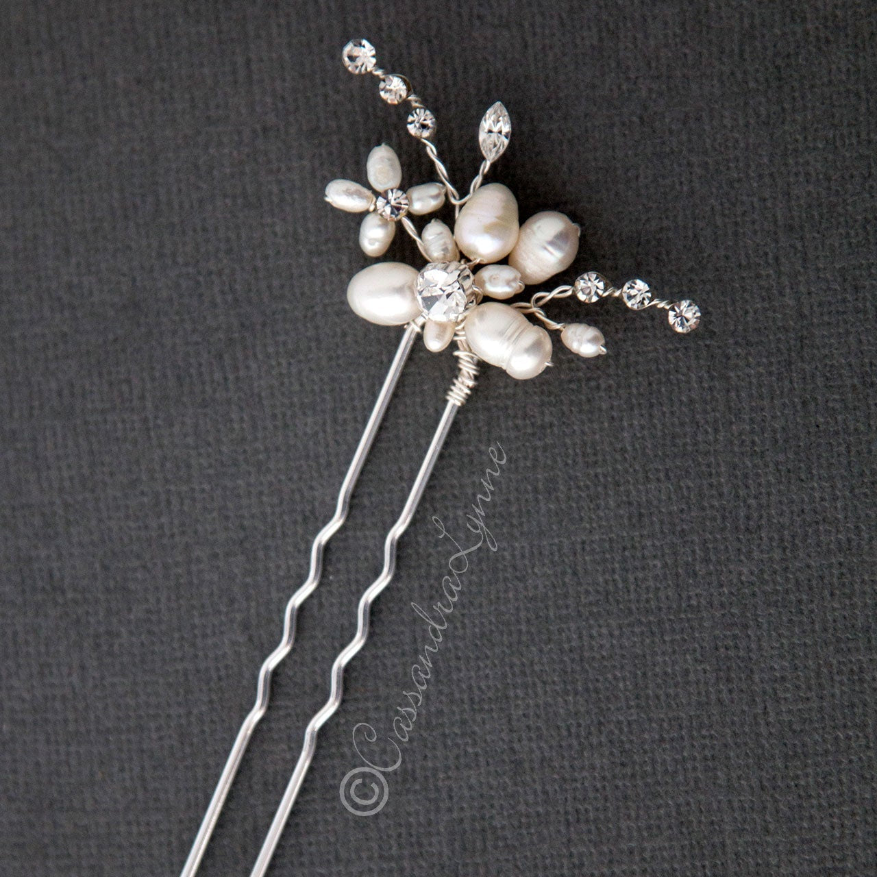 Bridal Hair Pin with an Ivory Pearl Flower - Hair Pins - Cassandra Lynne