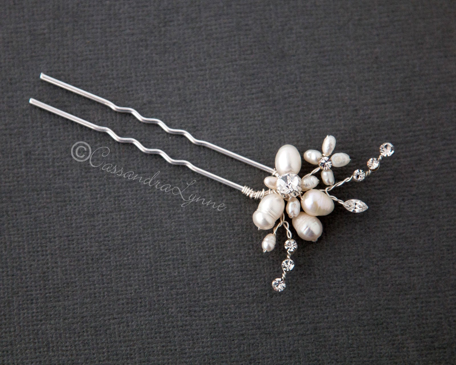 Bridal Hair Pin with an Ivory Pearl Flower - Hair Pins - Cassandra Lynne