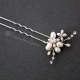 Bridal Hair Pin with an Ivory Pearl Flower - Hair Pins - Cassandra Lynne