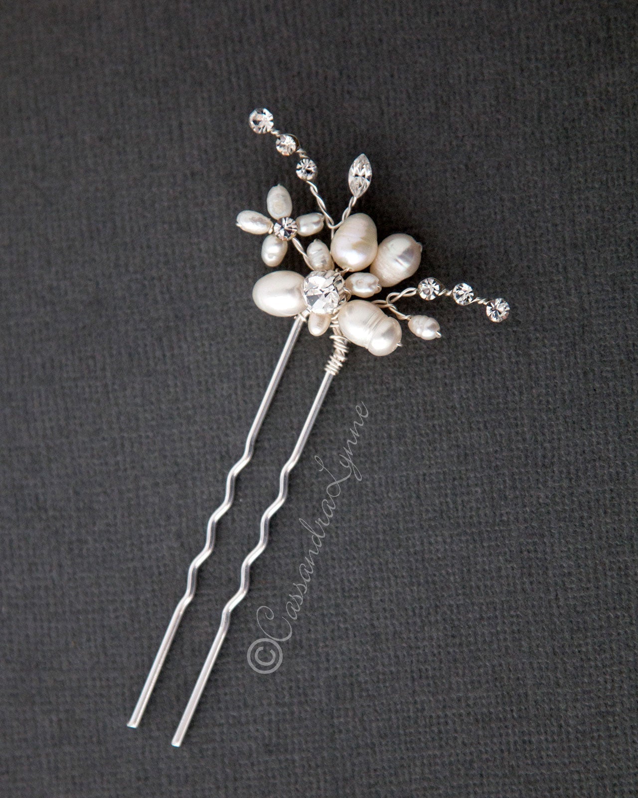 Bridal Hair Pin with an Ivory Pearl Flower - Hair Pins - Cassandra Lynne