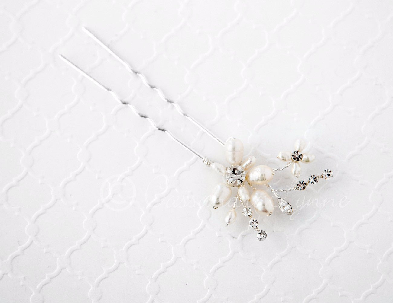 Bridal Hair Pin with an Ivory Pearl Flower - Cassandra Lynne