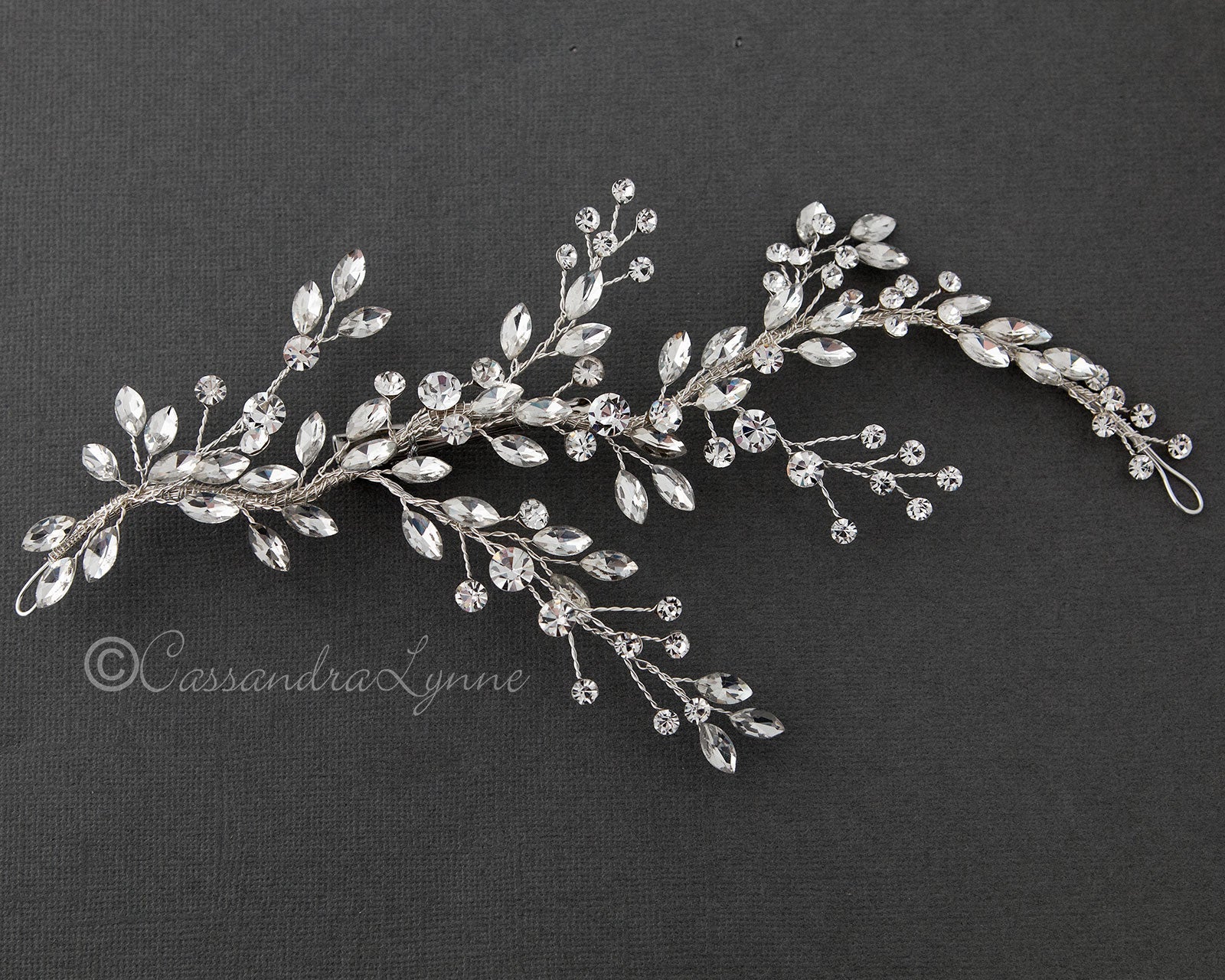 Bridal Hair Vine Clip with Leaf Rhinestones - Hair Clips - Cassandra Lynne