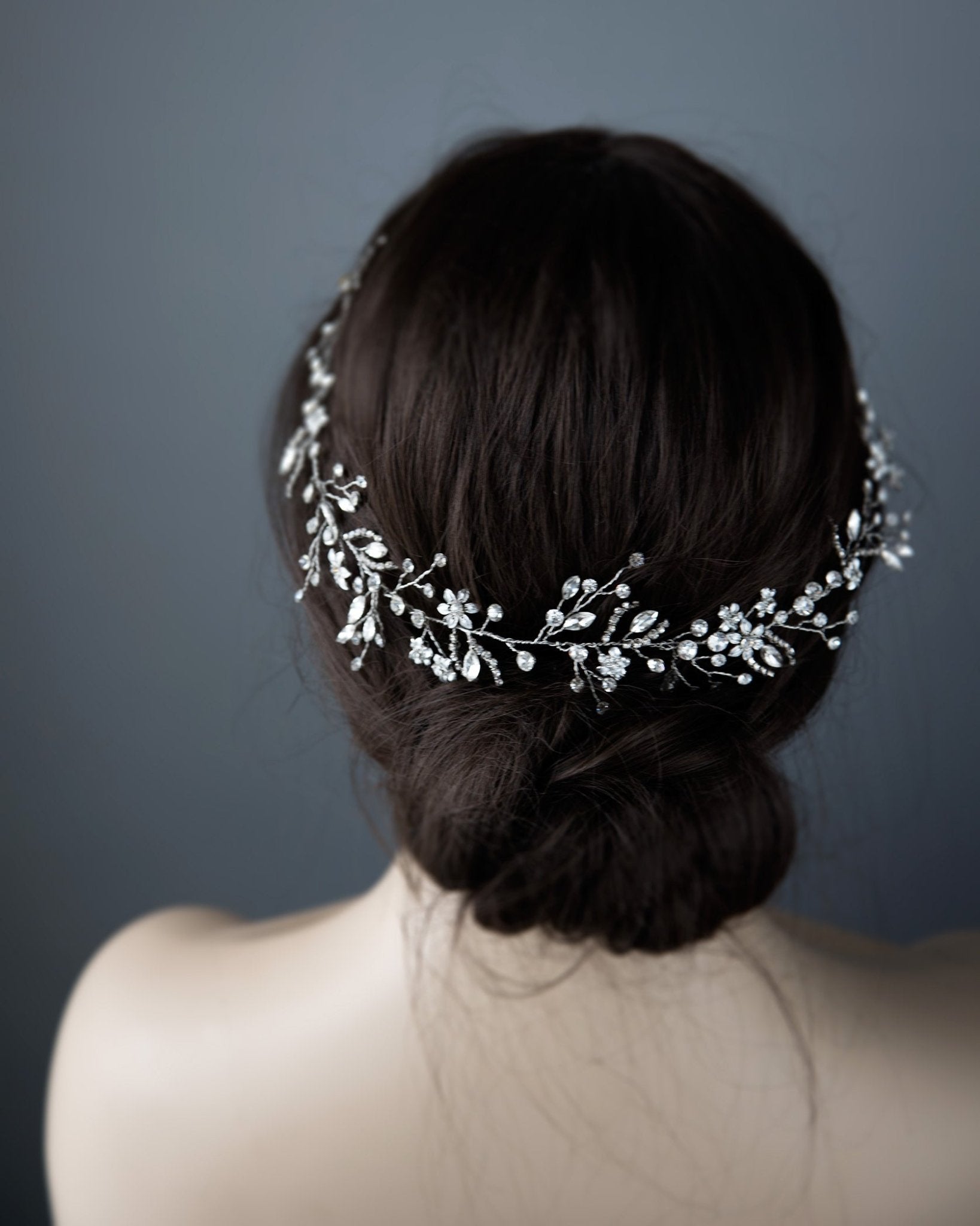 Bridal Hair Vine in Dark Silver - Cassandra Lynne