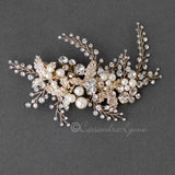 Bridal Headpiece Clip of Jewel Sprays and Pearls - Hair Clips - Cassandra Lynne