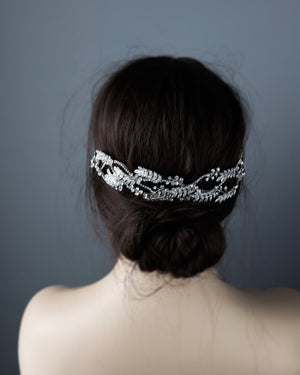 Bridal Headpiece of Dark Silver Leaves - Cassandra Lynne
