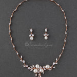 Bridal Jewelry Necklace Set with Pearl Flower and CZ - Necklace Set - Cassandra Lynne