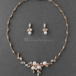 Bridal Jewelry Necklace Set with Pearl Flower and CZ - Necklace Set - Cassandra Lynne