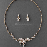 Bridal Jewelry Necklace Set with Pearl Flower and CZ - Necklace Set - Cassandra Lynne