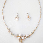 Bridal Jewelry Necklace Set with Pearl Flower and CZ - Necklace Set - Cassandra Lynne