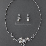 Bridal Jewelry Necklace Set with Pearl Flower and CZ - Necklace Set - Cassandra Lynne