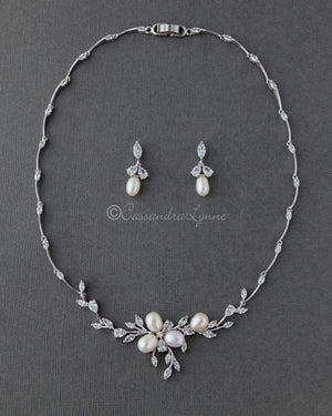 cz pearl wedding necklace