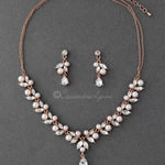 Bridal Necklace Set in Rose Gold with Pearls - Necklace Set - Cassandra Lynne