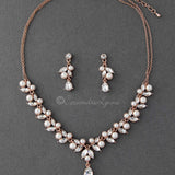 Bridal Necklace Set in Rose Gold with Pearls - Necklace Set - Cassandra Lynne