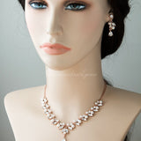 Bridal Necklace Set in Rose Gold with Pearls - Necklace Set - Cassandra Lynne
