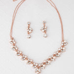 Bridal Necklace Set in Rose Gold with Pearls - Necklace Set - Cassandra Lynne