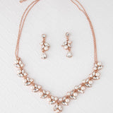 Bridal Necklace Set in Rose Gold with Pearls - Necklace Set - Cassandra Lynne