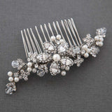 Bridal Pearl Hair Comb with Vintage Flower - Hair Comb - Cassandra Lynne