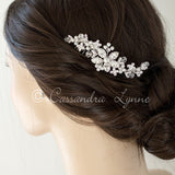 Bridal Pearl Hair Comb with Vintage Flower - Hair Comb - Cassandra Lynne