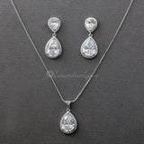 Bridal Pendant Set of Large Water Drops - Necklace Set - Cassandra Lynne
