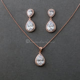 Bridal Pendant Set of Large Water Drops - Necklace Set - Cassandra Lynne