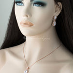 Bridal Pendant Set of Large Water Drops - Necklace Set - Cassandra Lynne