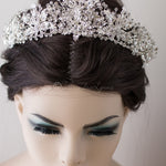 Bridal Tiara of Ivory Frosted Flowers and Jewels - Tiara - Cassandra Lynne