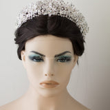 Bridal Tiara of Ivory Frosted Flowers and Jewels - Tiara - Cassandra Lynne