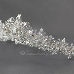 Bridal Tiara of Ivory Frosted Flowers and Jewels - Tiara - Cassandra Lynne