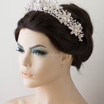 Bridal Tiara of Ivory Frosted Flowers and Jewels - Tiara - Cassandra Lynne