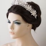 Bridal Tiara of Ivory Frosted Flowers and Jewels - Tiara - Cassandra Lynne