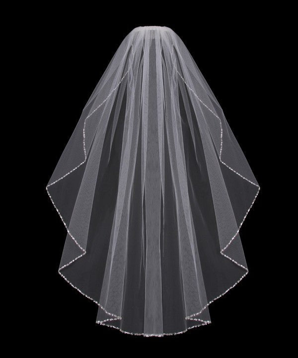 Bugle bead edge bridal veil