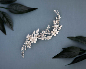 Brushed Silver Flowers Bridal Hair Clip