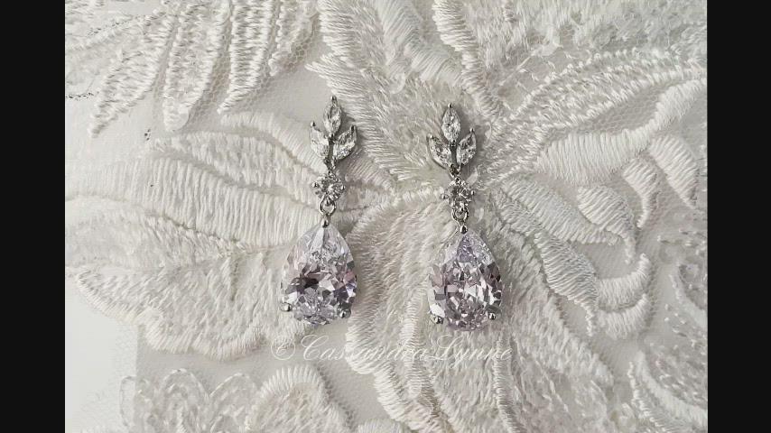 Bridal Earrings of Pear Drop CZ