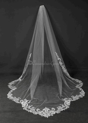 Cathedral Veil with Swirling Beaded Lace