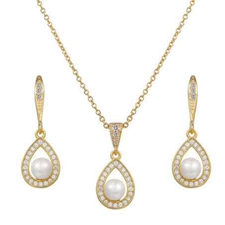 Clara Pearl Necklace Set gold