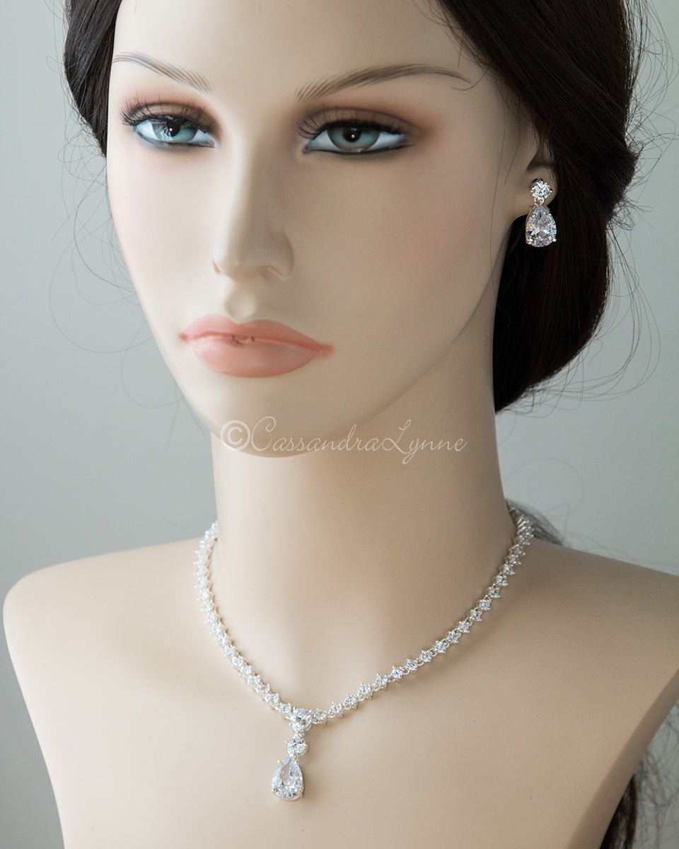 Classic Teardrop Wedding Necklace Jewelry Set - Cassandra Lynne