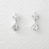 Classic Wedding Earrings with CZ Pear Drop - Earrings - Cassandra Lynne