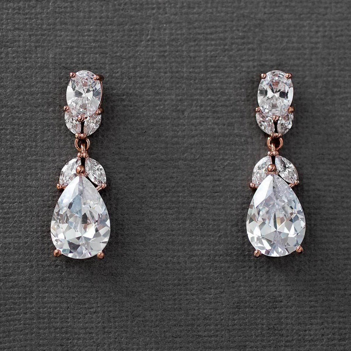 Clip - On Classic Wedding CZ Earrings Teardrop and Oval Jewels - Earrings - Cassandra Lynne