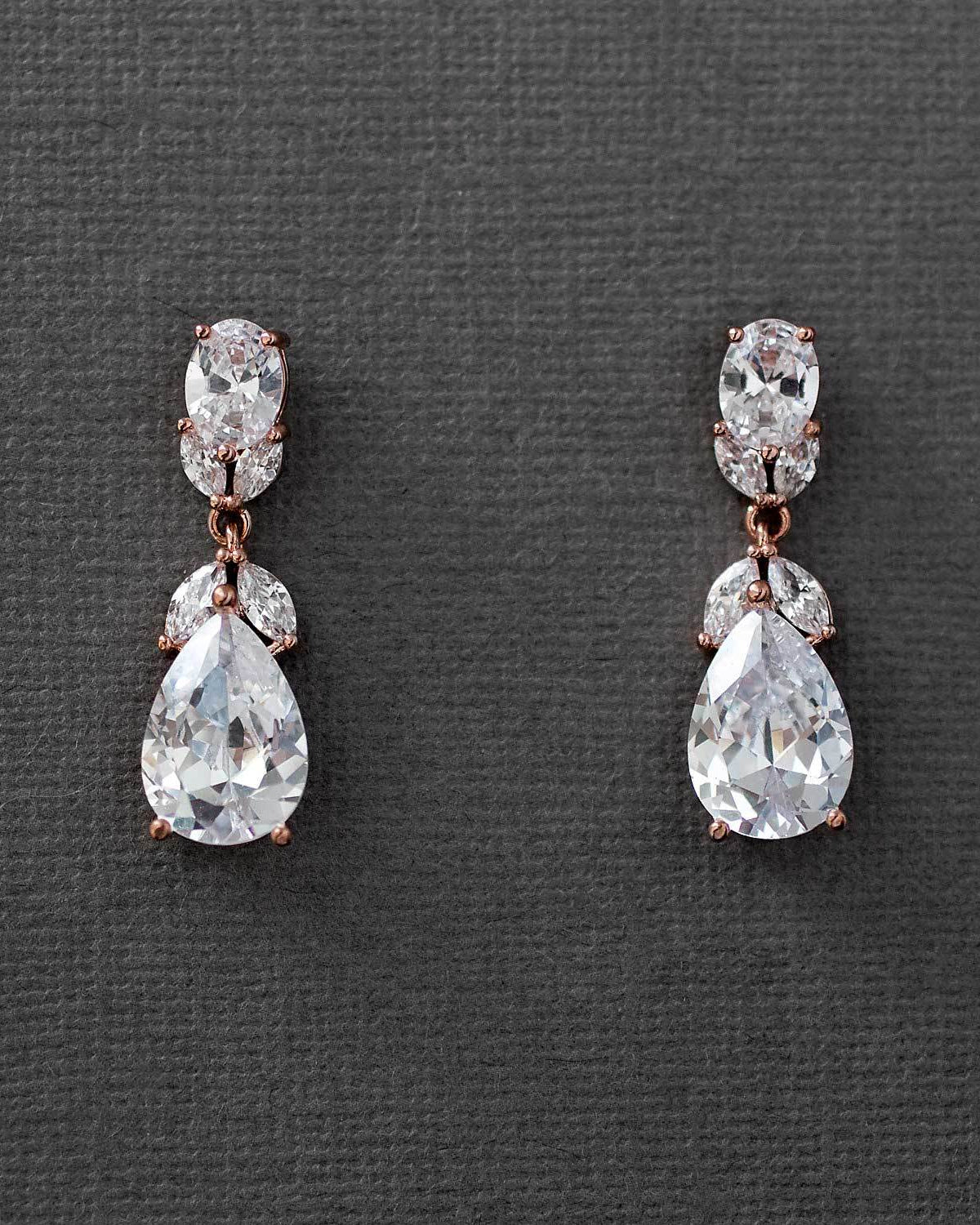 Clip - On Classic Wedding CZ Earrings Teardrop and Oval Jewels - Earrings - Cassandra Lynne