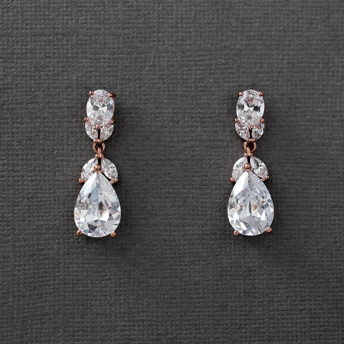 Clip - On Classic Wedding CZ Earrings Teardrop and Oval Jewels - Earrings - Cassandra Lynne