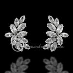 Clip - On CZ Bridal Earrings of Marquise Leaf Clusters - Earrings - Cassandra Lynne