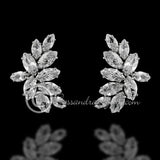 Clip - On CZ Bridal Earrings of Marquise Leaf Clusters - Earrings - Cassandra Lynne