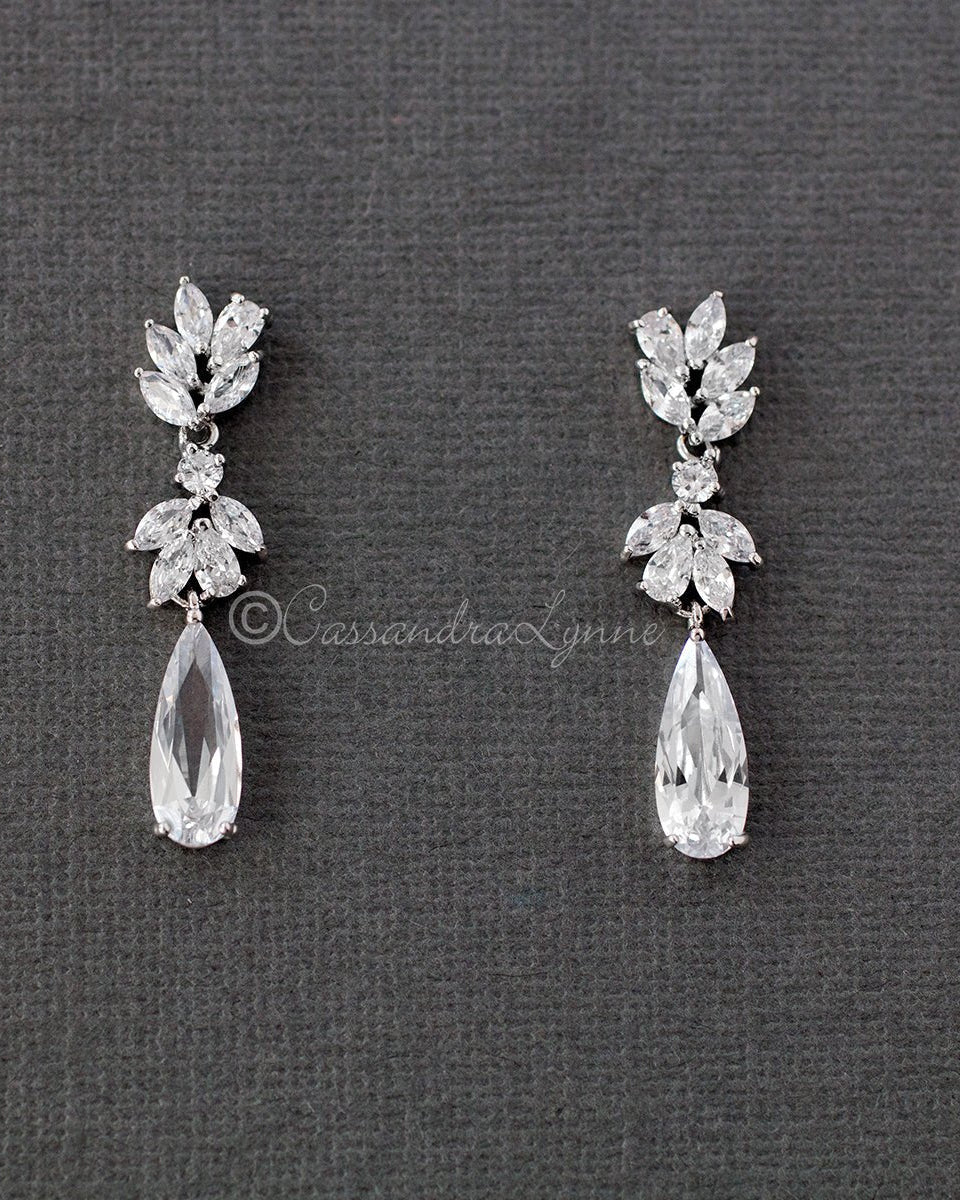 Clip - On CZ Elongated Pear Drop Earrings - Earrings - Cassandra Lynne