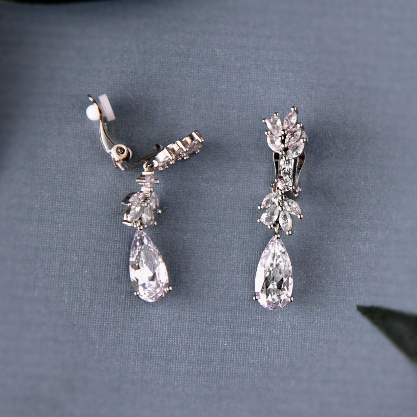 Clip - On CZ Elongated Pear Drop Earrings - Earrings - Cassandra Lynne