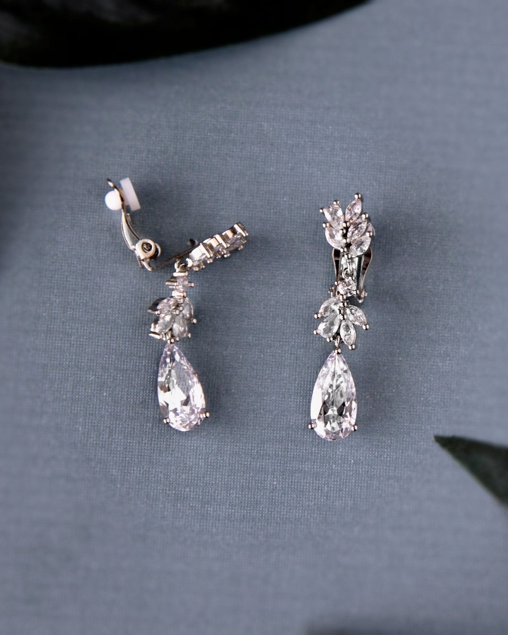 Clip - On CZ Elongated Pear Drop Earrings - Earrings - Cassandra Lynne